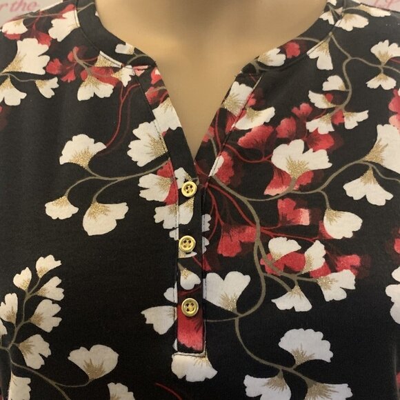 Karen Scott. NWOT Sz PP. (0-2) 3/4 Sleeve Pullover Embellished Metallic Top  B82 - Picture 2 of 7